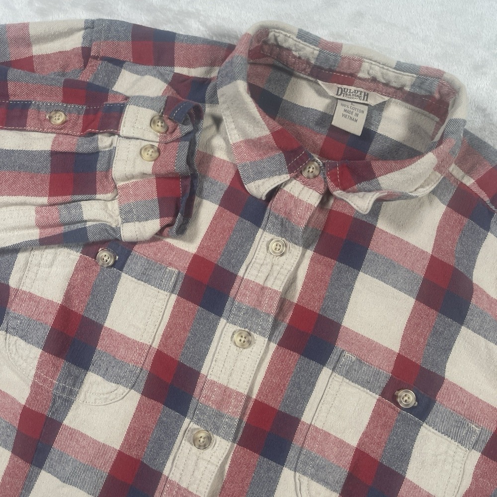 Duluth Trading Co. Womens Large Free Swingin'‎ Flannel Shirt Red Plaid